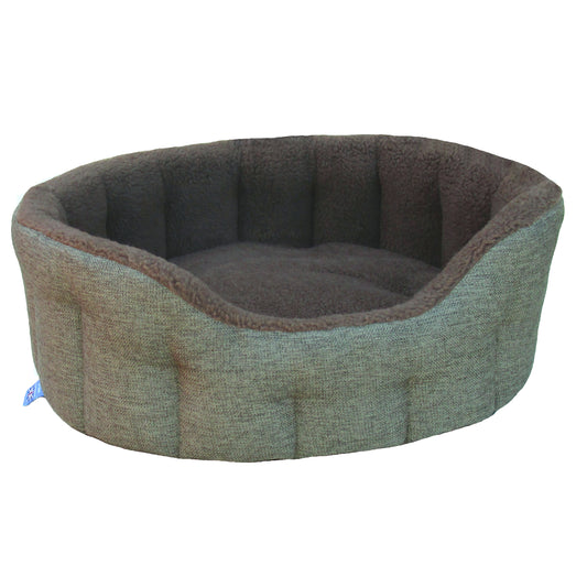 P&L Premium Oval Heavy Duty Basket Weave And Fleece Dog Bed
